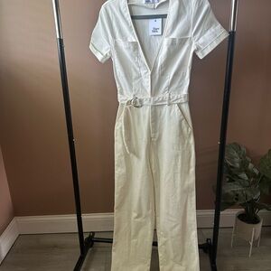 Tiger Mist Cream Belted Jumpsuit